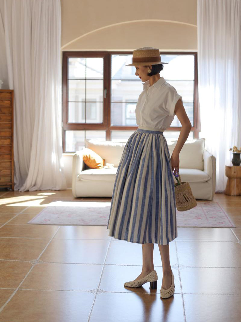 vertical striped hepburn skirt