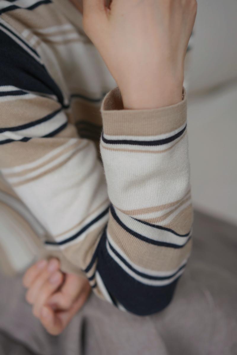 Lady's Striped Knit Cardigan