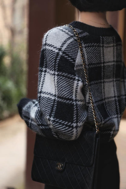 plaid retro sweater and cardigan