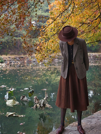 Dark Brown Lady Retro Umbrella Skirt