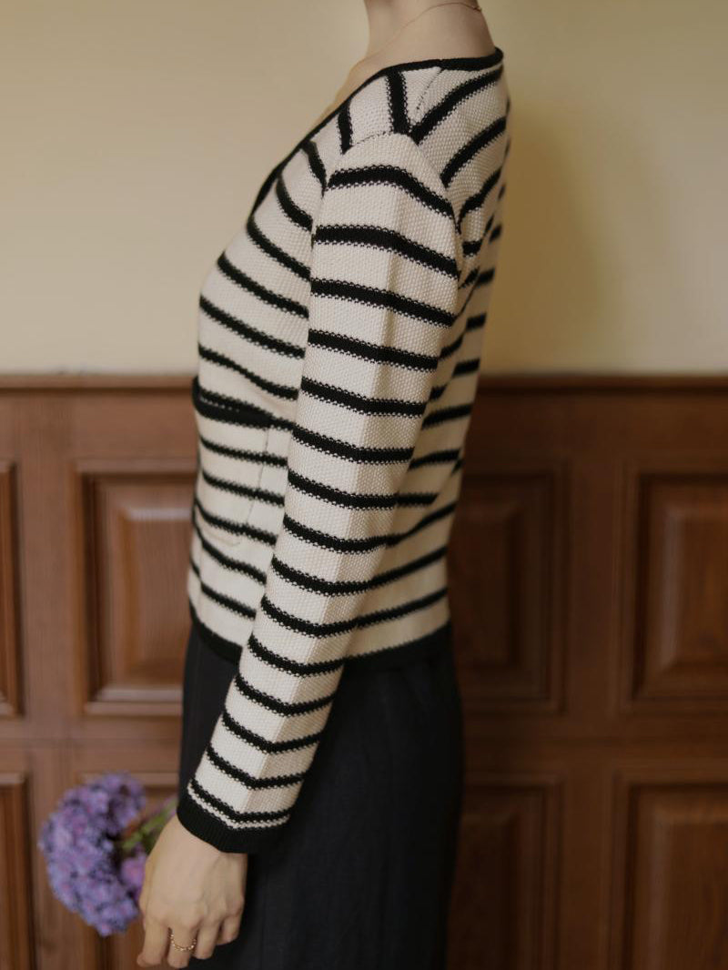 Black striped classic cardigan