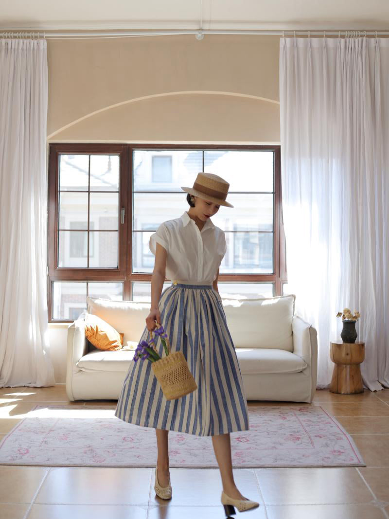 vertical striped hepburn skirt