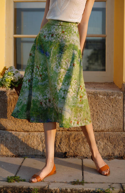 Garden oil painting wrap skirt