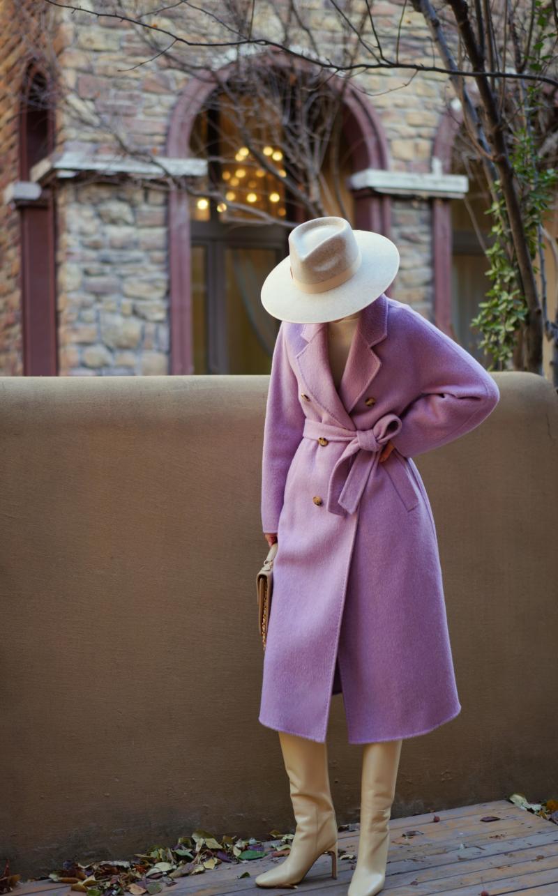 Purple lady long wool coat