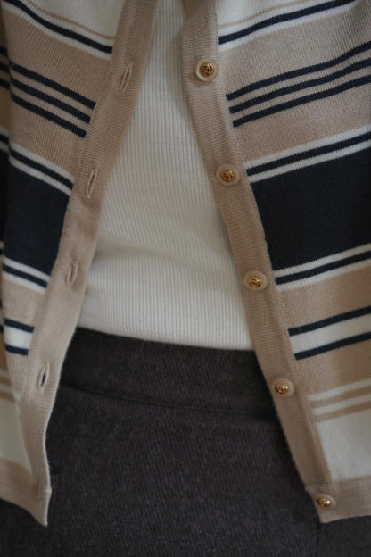 Lady's Striped Knit Cardigan