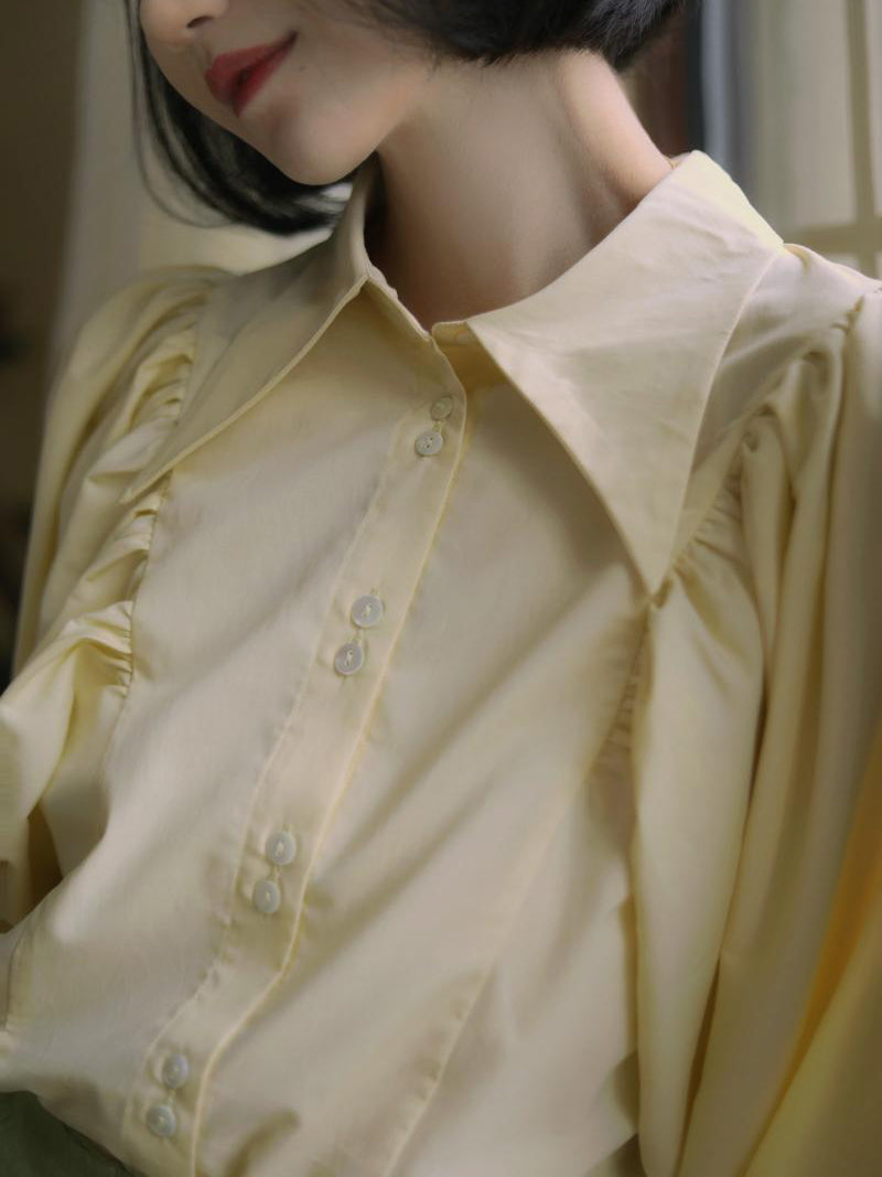 pale yellow lady classical blouse