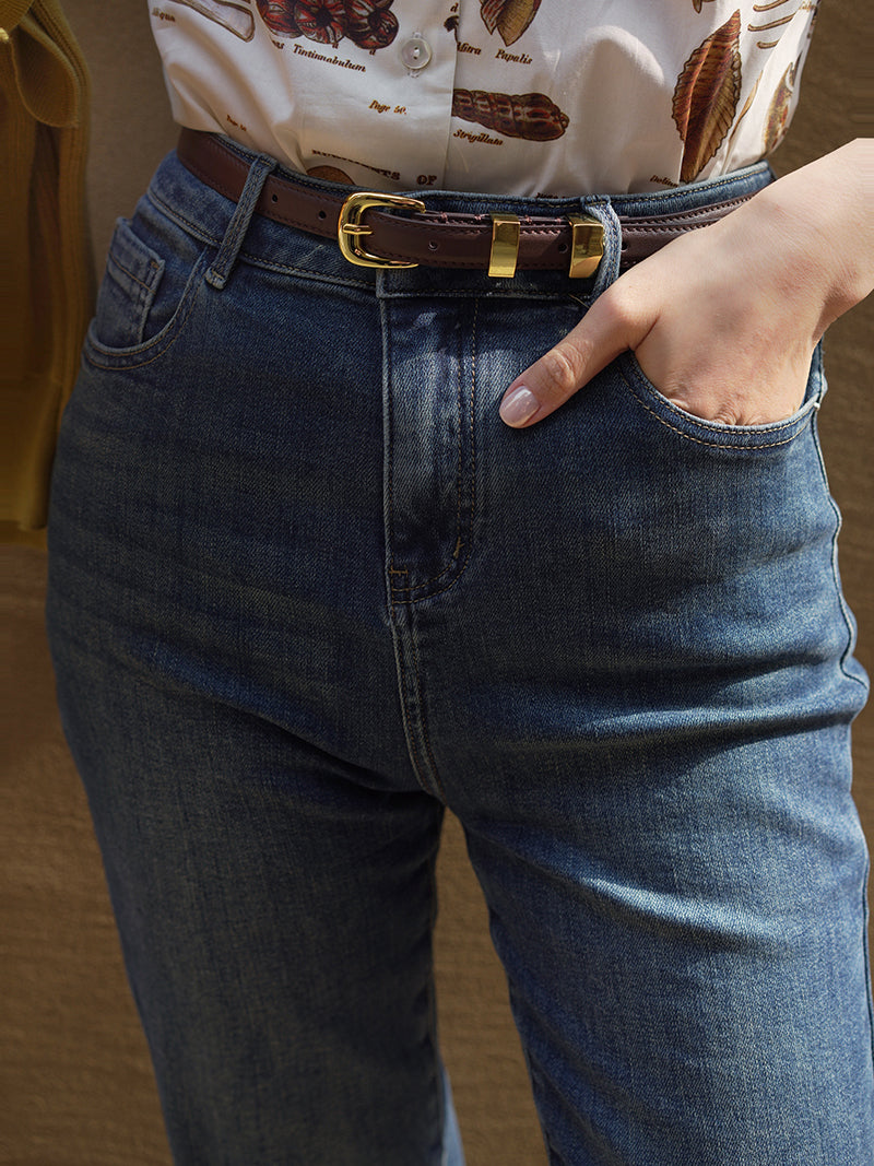 Western lady's retro leather belt