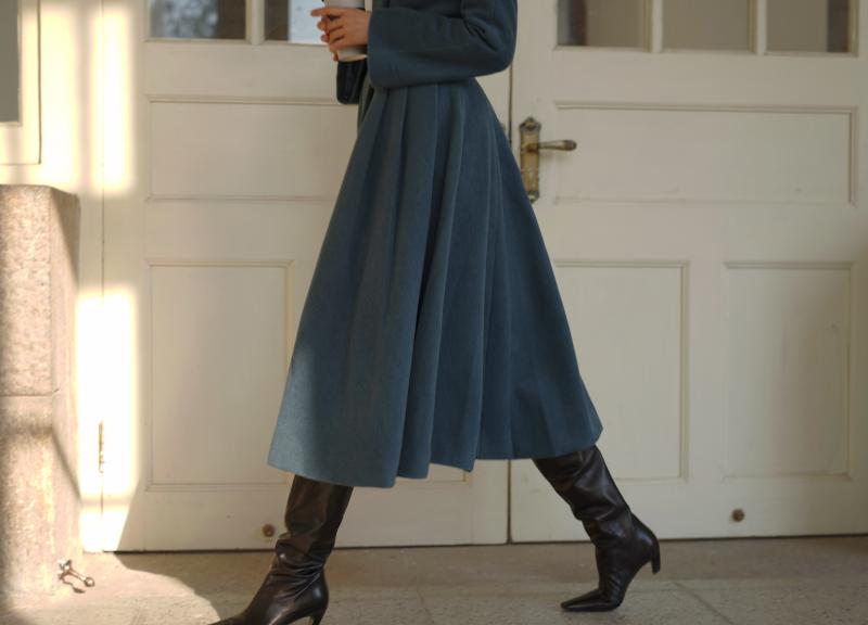 Gray Indigo Lady Classical Wool Coat