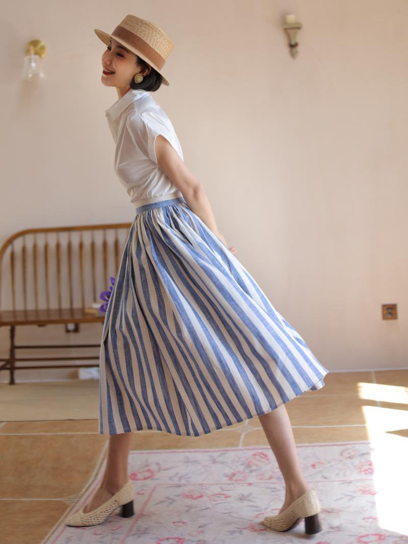 vertical striped hepburn skirt