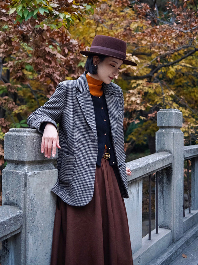 Dark Brown Lady Retro Umbrella Skirt