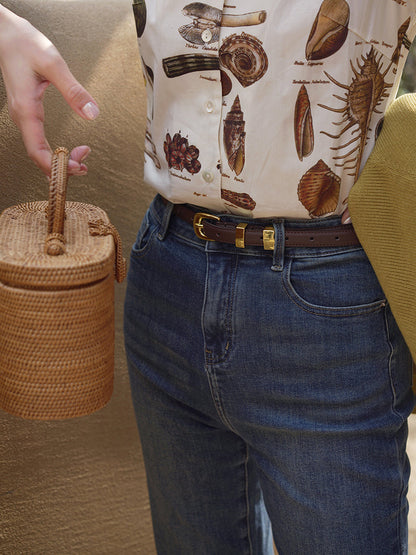 Western lady's retro leather belt