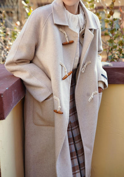 White Brown Lady Classical Duffle Coat