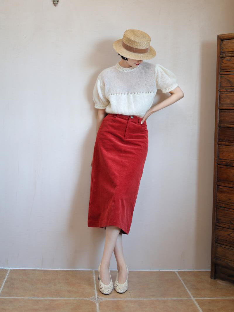 Crimson Lady Corduroy Skirt