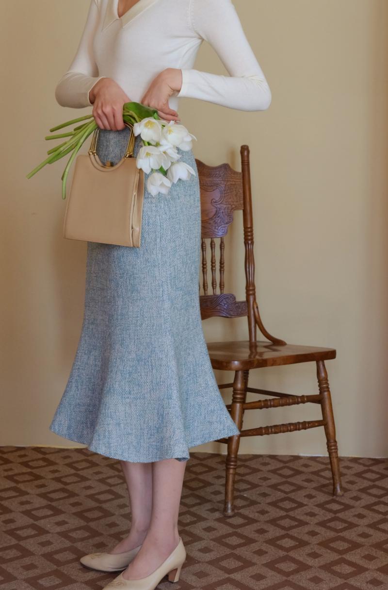 Forget-me-not lady tweed jacket and mermaid skirt