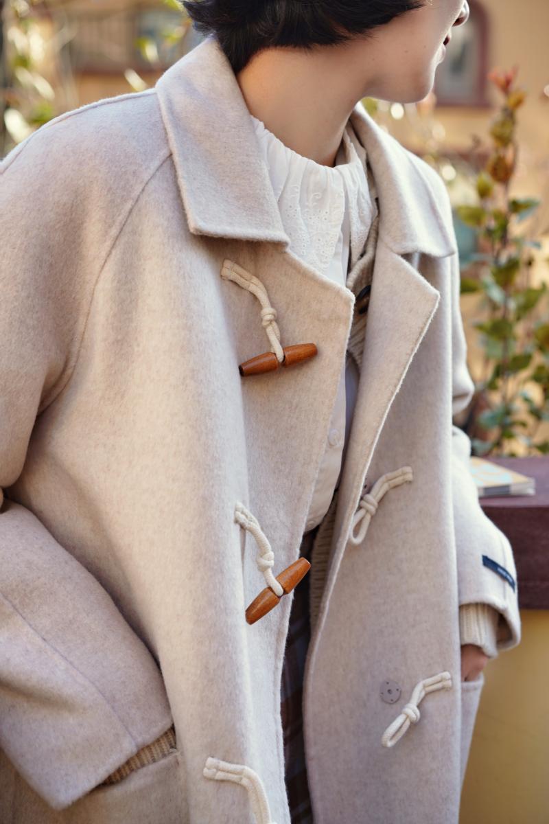 White Brown Lady Classical Duffle Coat