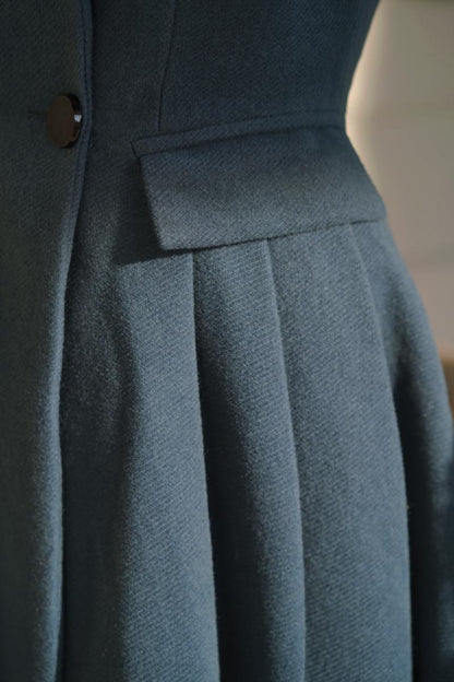 Gray Indigo Lady Classical Wool Coat