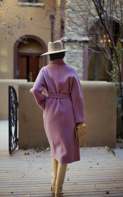 Purple lady long wool coat