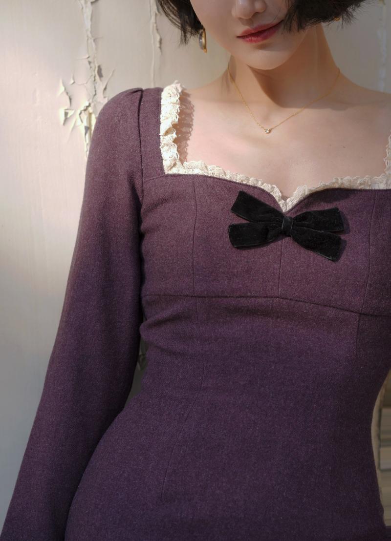 Purple navy lady classical dress