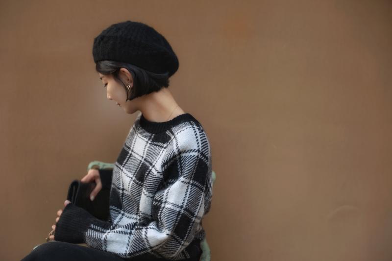 plaid retro sweater and cardigan