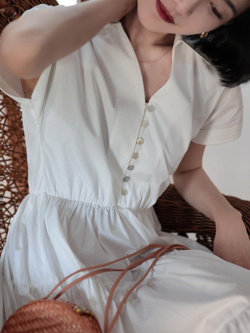 Pure white lady vintage dress