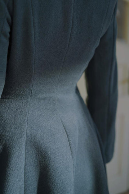 Gray Indigo Lady Classical Wool Coat