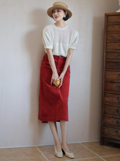 Crimson Lady Corduroy Skirt