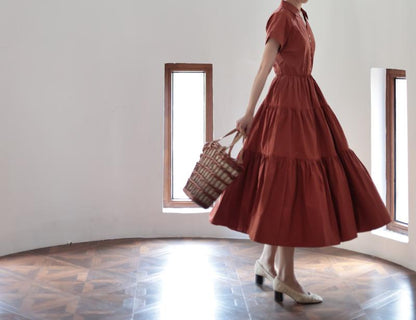 Red copper lady vintage dress