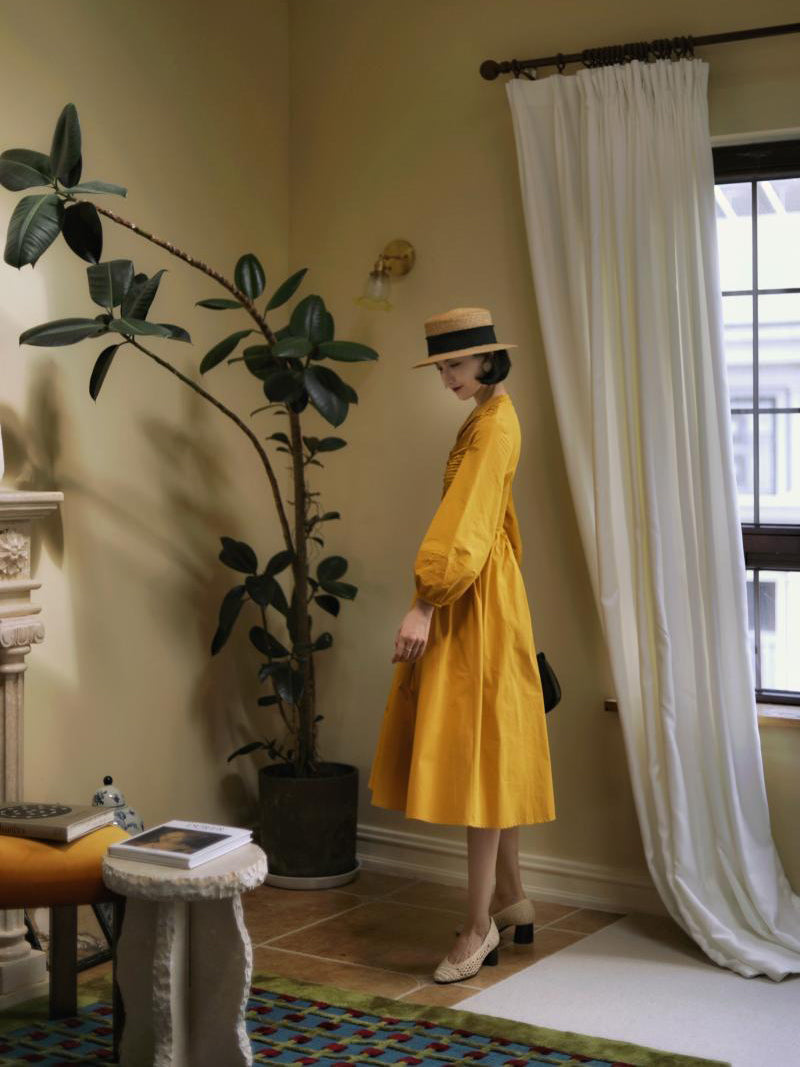 Wisteria Yellow Lady Hepburn Dress