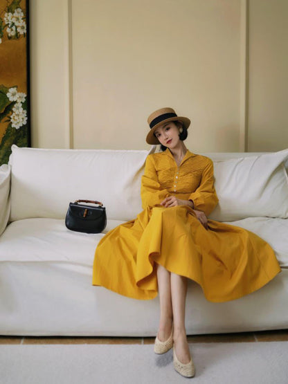 Wisteria Yellow Lady Hepburn Dress