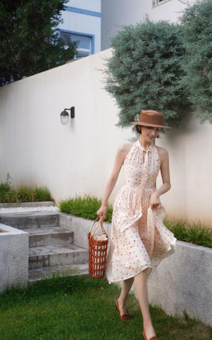 Polka dot tea party sleeveless dress