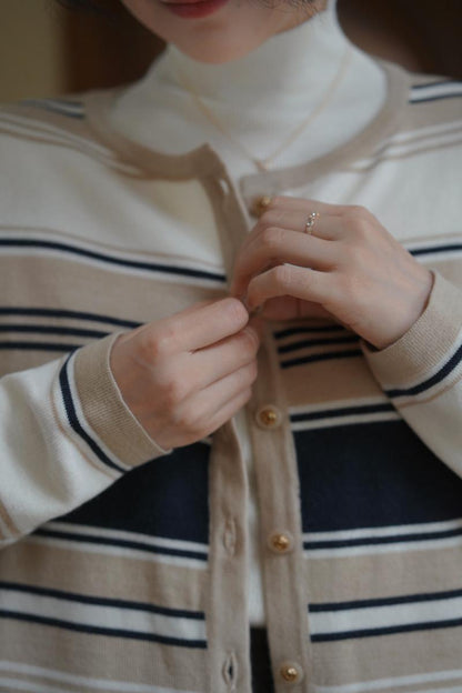 Lady's Striped Knit Cardigan