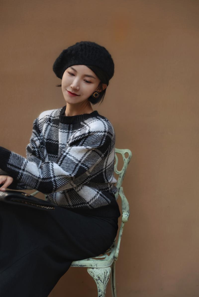 plaid retro sweater and cardigan