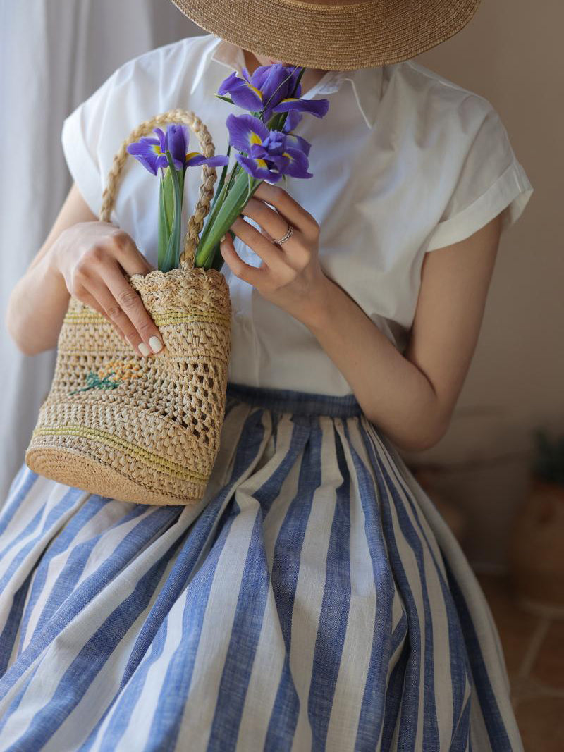 vertical striped hepburn skirt