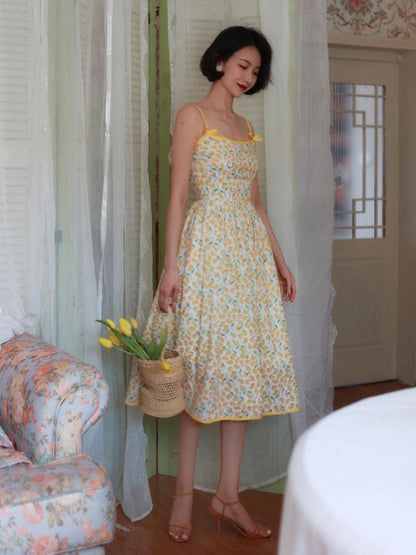 Wisteria Bouquet Retro Camisole Dress