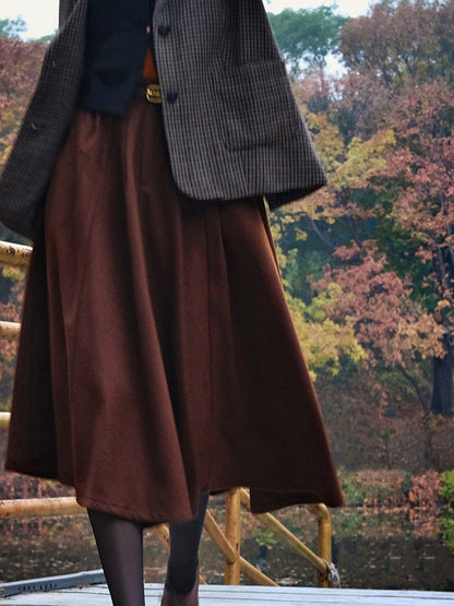 Dark Brown Lady Retro Umbrella Skirt