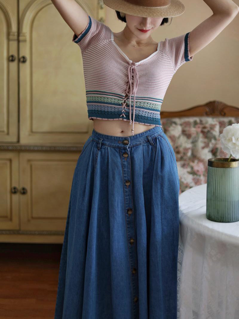 Indigo Blue Lady's Denim Skirt