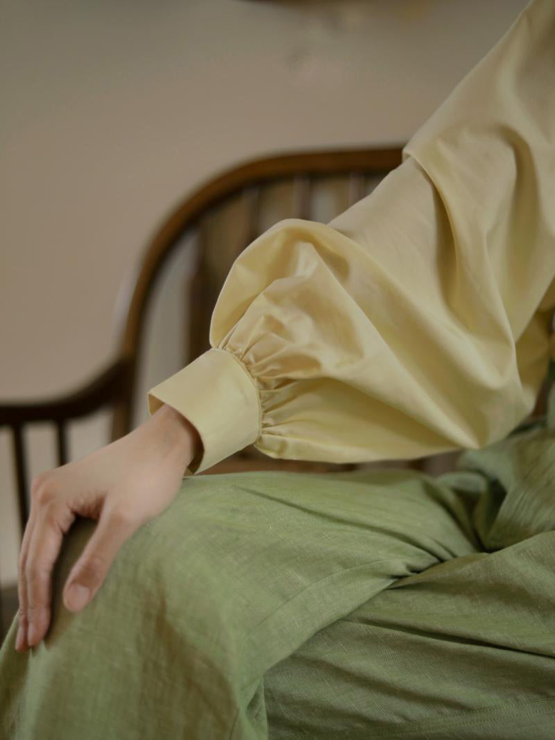 pale yellow lady classical blouse