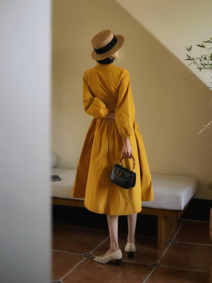 Wisteria Yellow Lady Hepburn Dress