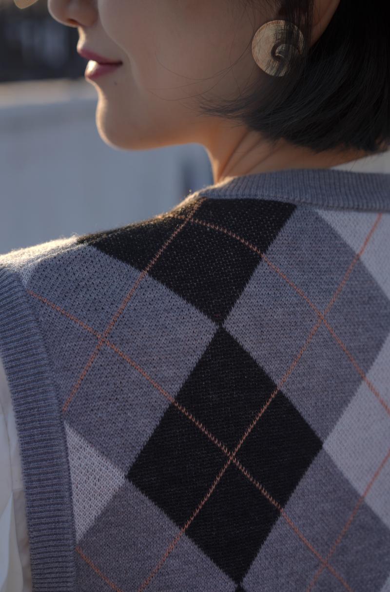 Rhombus Plaid Retro Knit Vest