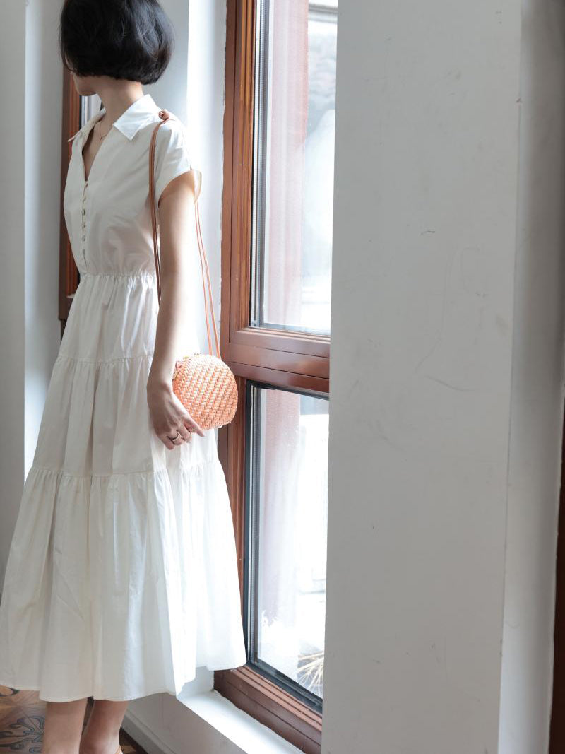 Pure white lady vintage dress