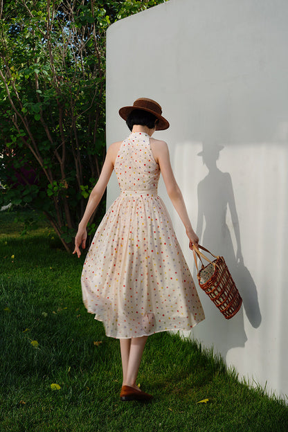 Polka dot tea party sleeveless dress