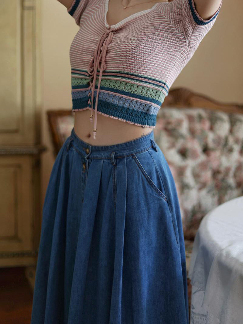 Indigo Blue Lady's Denim Skirt