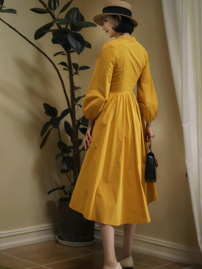 Wisteria Yellow Lady Hepburn Dress