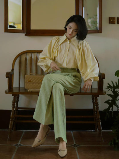 pale yellow lady classical blouse