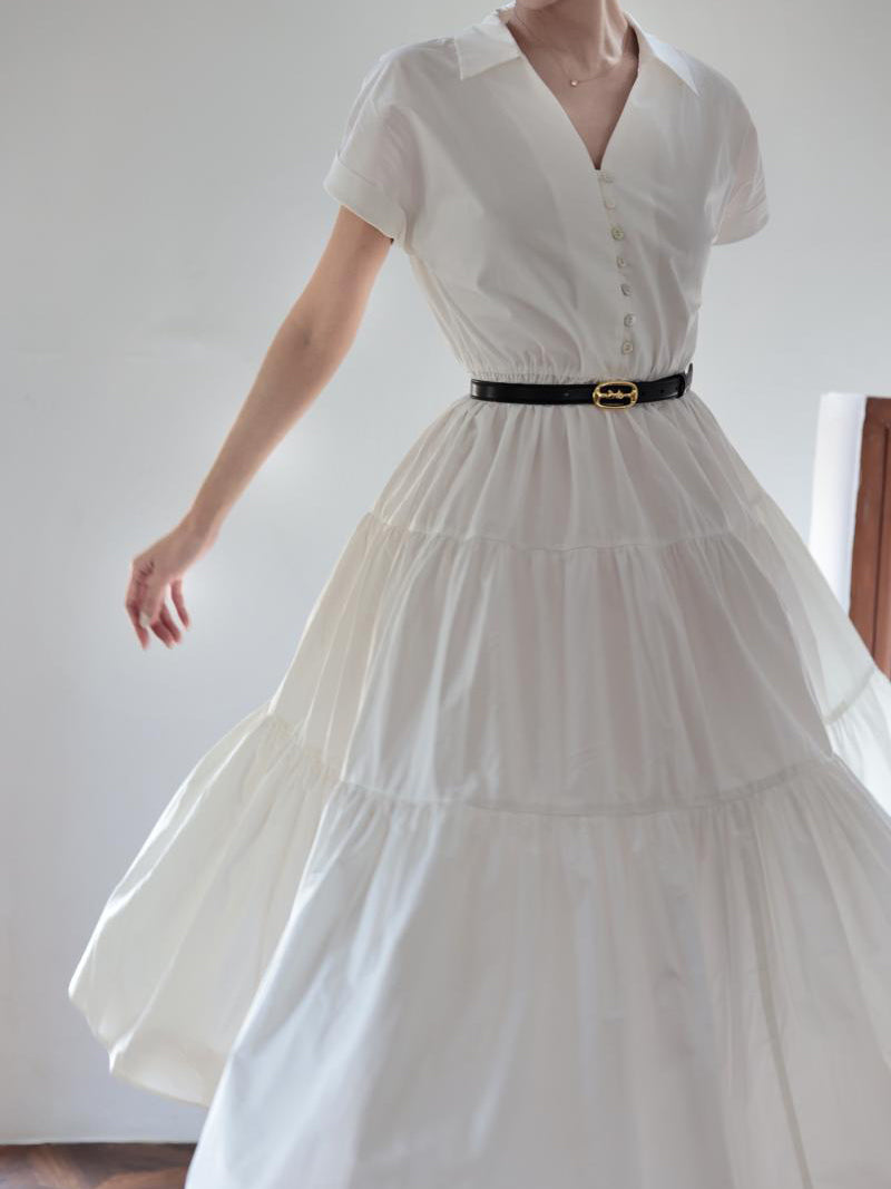 Pure white lady vintage dress