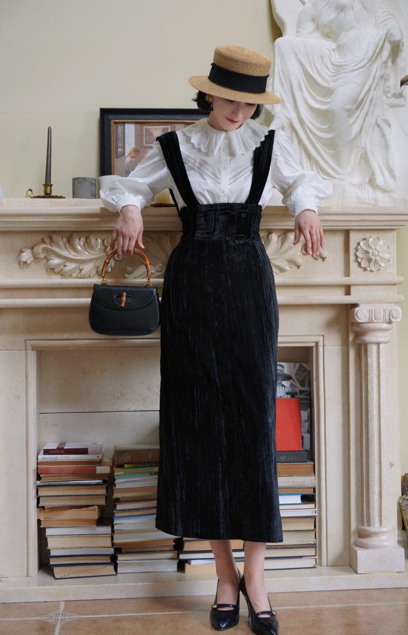 black lady velvet jumper skirt