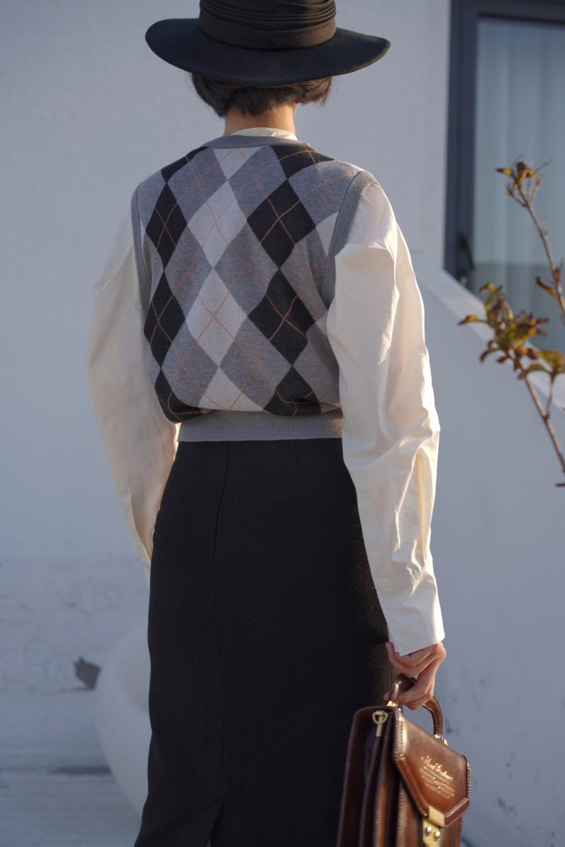 Rhombus Plaid Retro Knit Vest