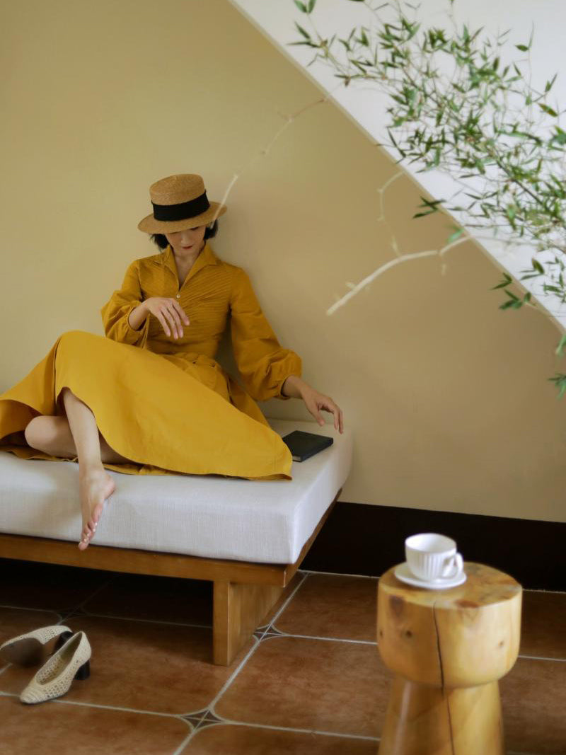 Wisteria Yellow Lady Hepburn Dress