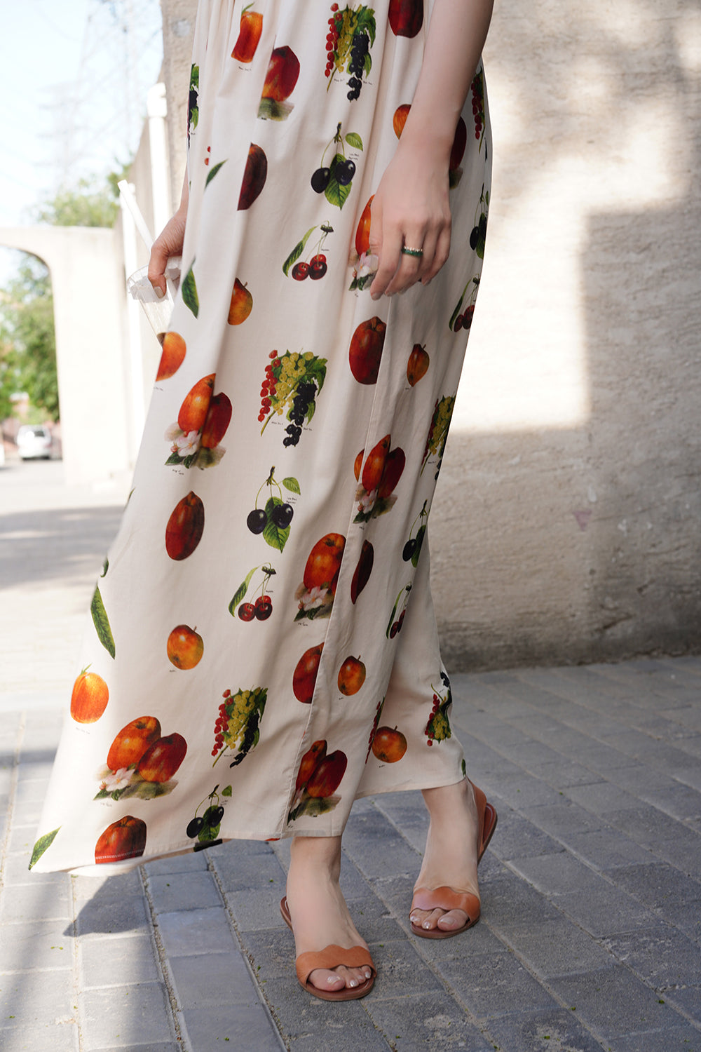 Fruit specimen strap long dress