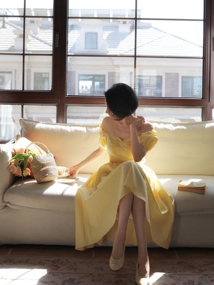 Pale Yellow Lady Hepburn Dress